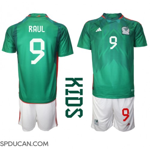 Dječji Nogometni Dres Meksiko Raul Jimenez #9 Domaci SP 2022 Kratak Rukav (+ Kratke hlače)